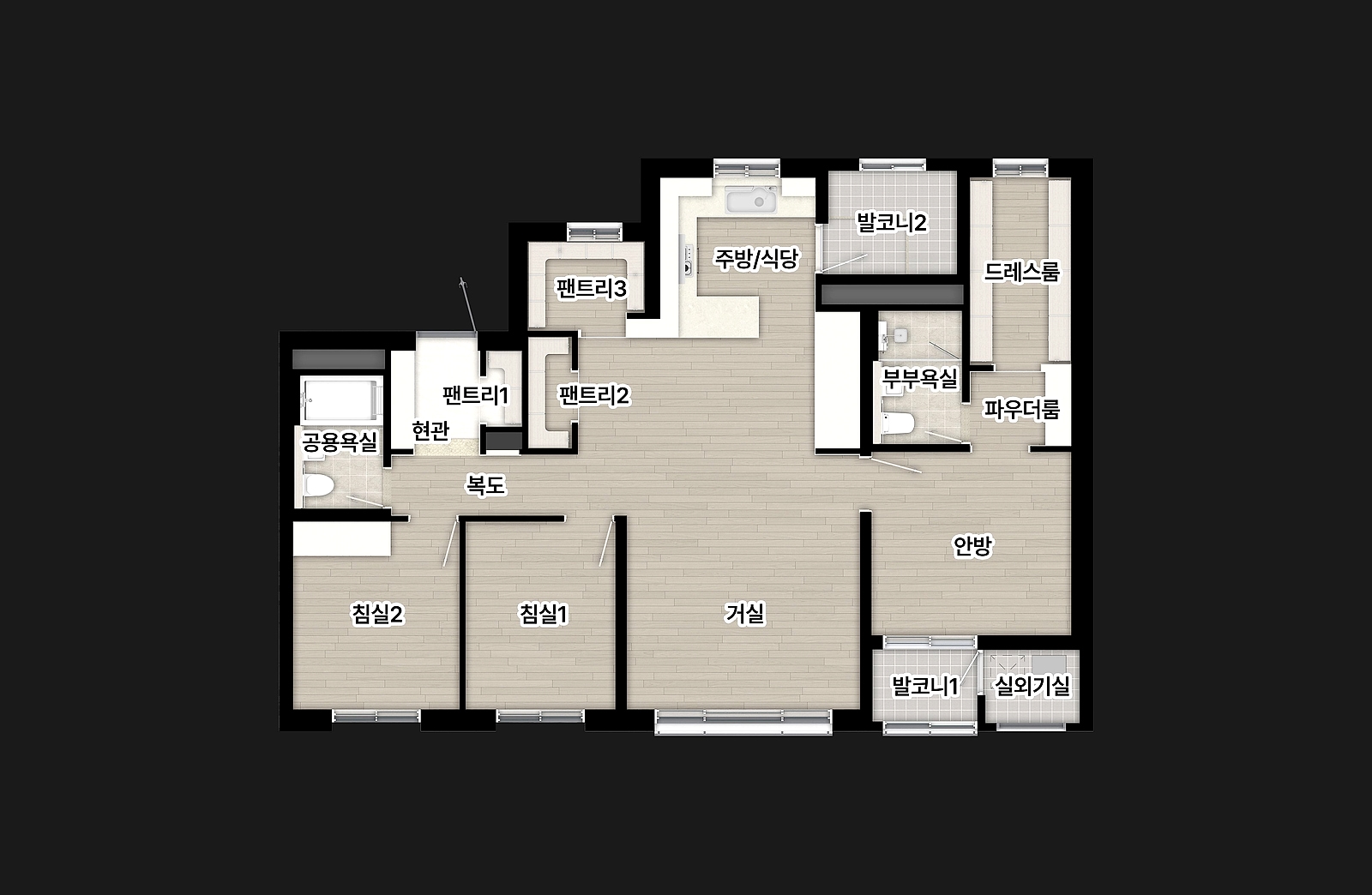 천안 아이파크 시티 1단지(2회차) 84㎡ 세대 평면 구성도