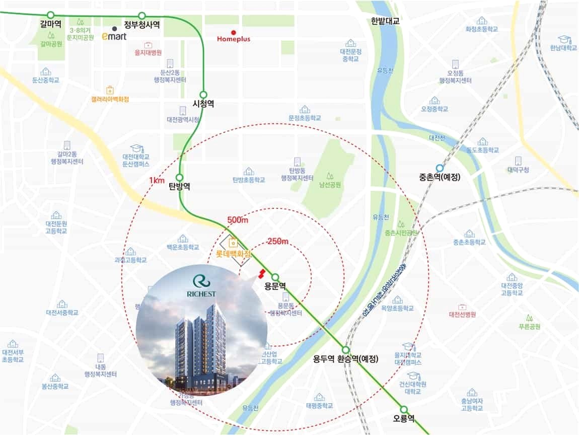 용문역리체스트 입지환경 및 용문역 접근성 지도