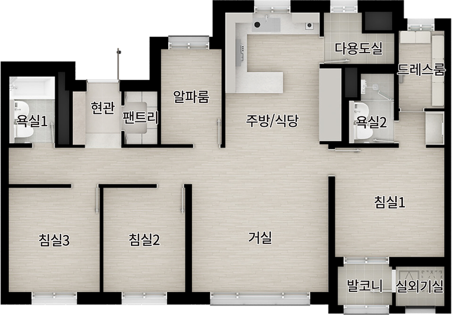 더샵 검단레이크파크(AB23BL) 84A 공식 평면도
