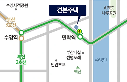 더샵 트리센트 부산 수영구 수영동 517 견본주택 위치 안내도