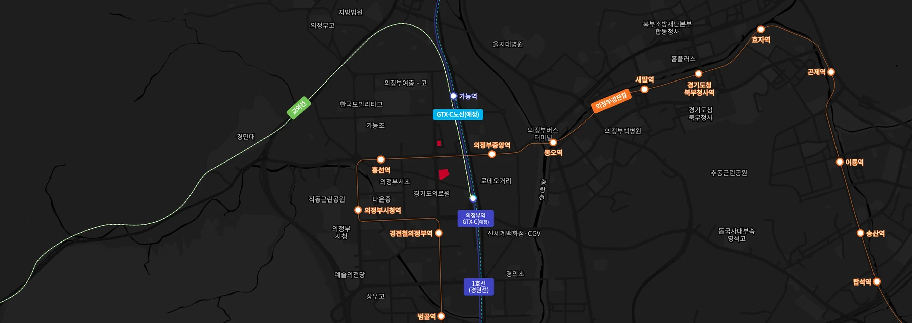 의정부역 센트럴 아이파크 (3차) 현장·견본주택 공식 위치도