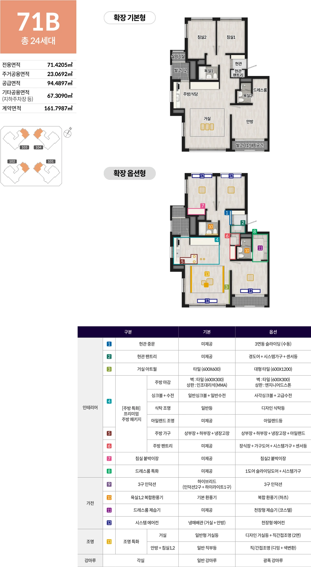 의왕청계역 시티프라디움 디하모니 71B 공식 평면도