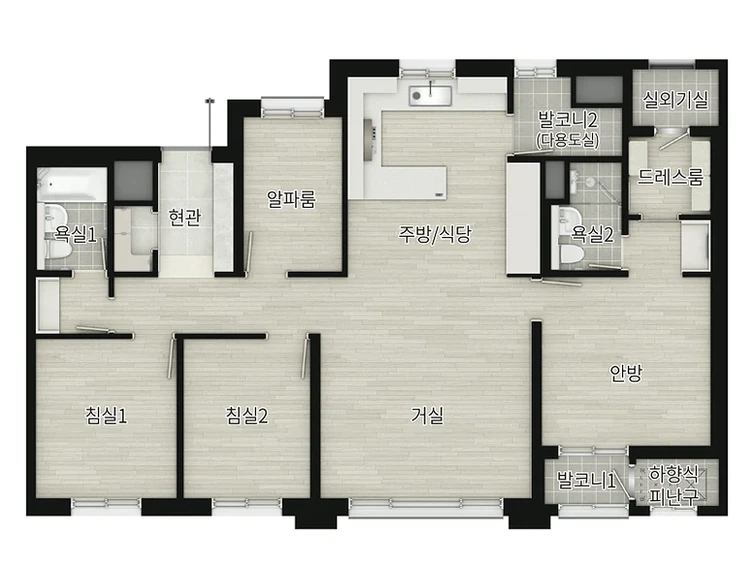 관저 더샵 아르테 84A 주택형 평면도