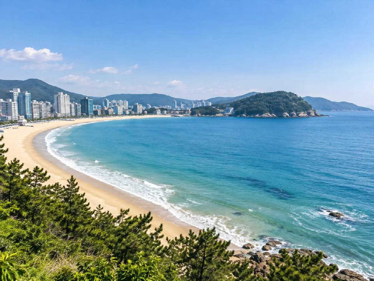 부산 지역의 도시와 자연 분위기를 표현한 이미지