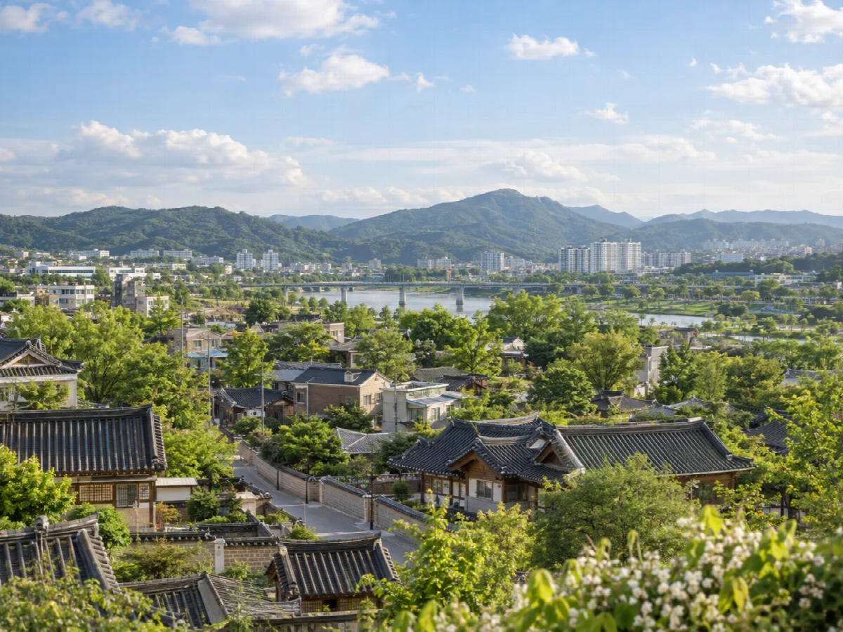 청주 지역의 도시와 자연 분위기를 표현한 이미지
