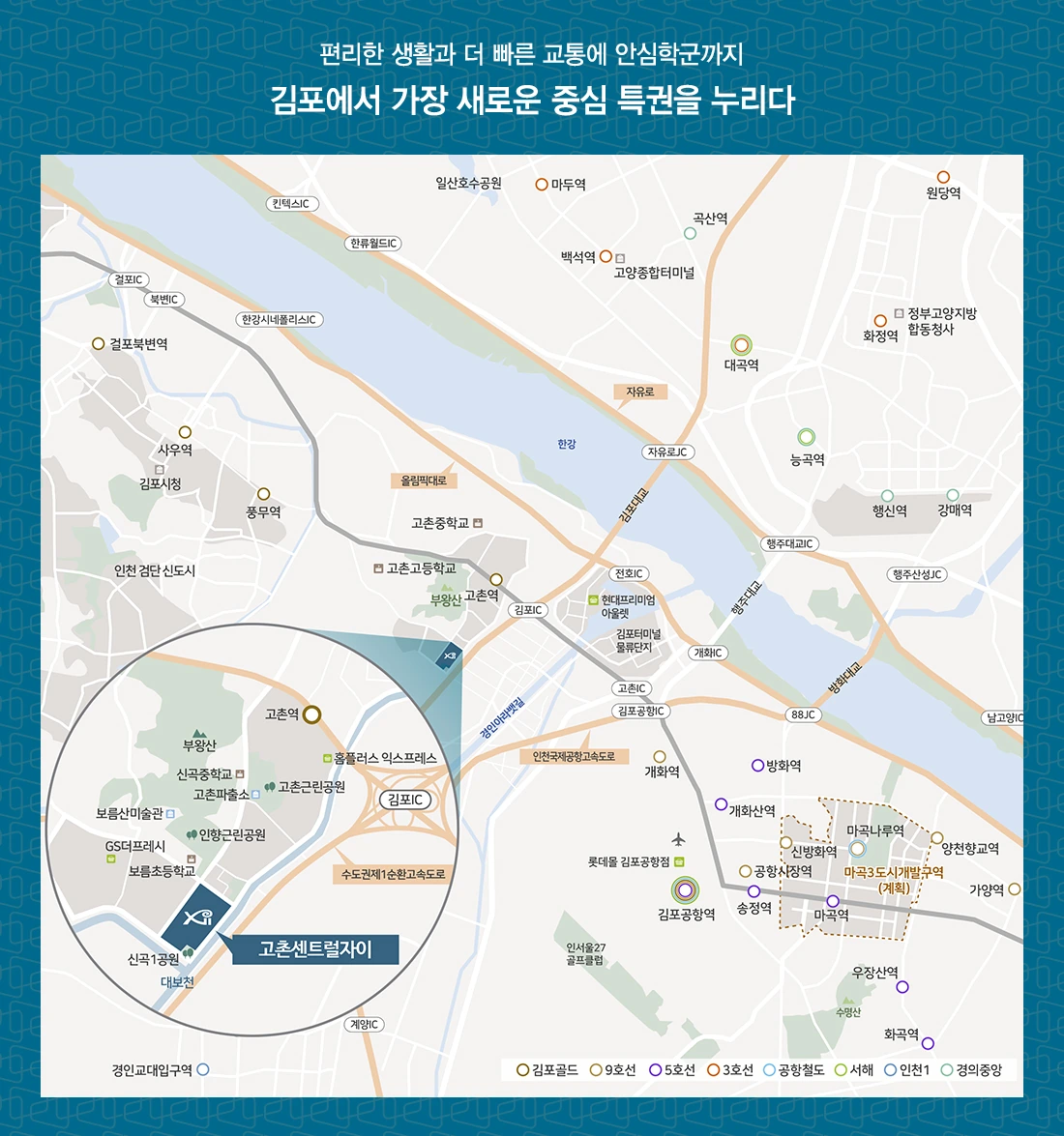 고촌센트럴자이(13차) 고촌역·김포IC 주변 공식 입지 안내도