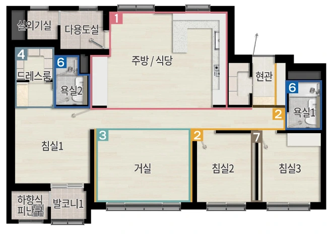 이천 휴먼빌 클래스원 84B 확장 기본형 평면도