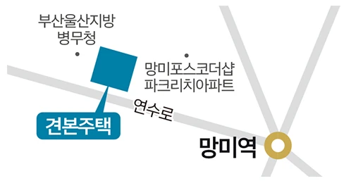 연제갤러리자이 망미역과 연수로 311 견본주택 위치를 표시한 공식 약도