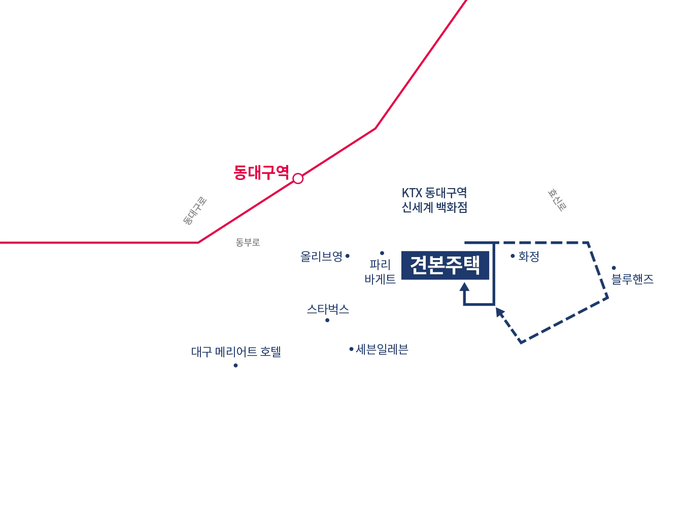 더샵 동인센트리체 동대구역 인근 견본주택 위치를 표시한 공식 약도