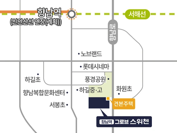 향남역 그로브 스위첸 현장 및 견본주택 약도